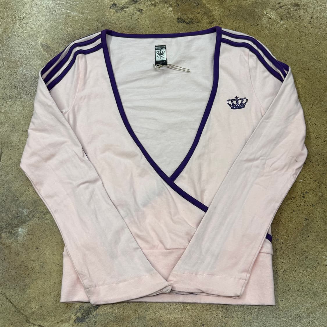 아디다스 딸기우유 핑크 퍼플 트랙탑 요가 플라테스 운동복 브이넥 긴팔티 상품이미지2