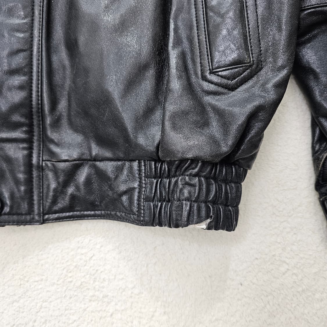 [100] 남성 블랙 레더 가죽 자켓 점퍼 상품이미지2