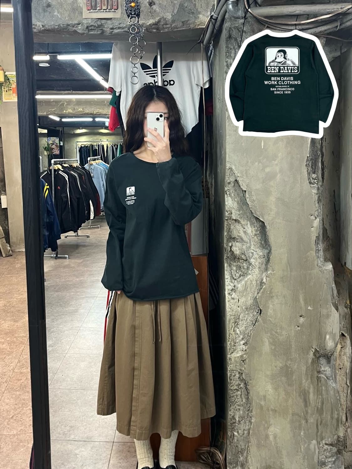 벤데이비스 프린팅 긴팔티 그린 M #csz2587 상품이미지1