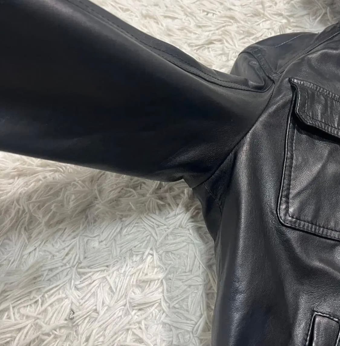 DAVID 램스킨 후드 레더 가죽 자켓 상품이미지4