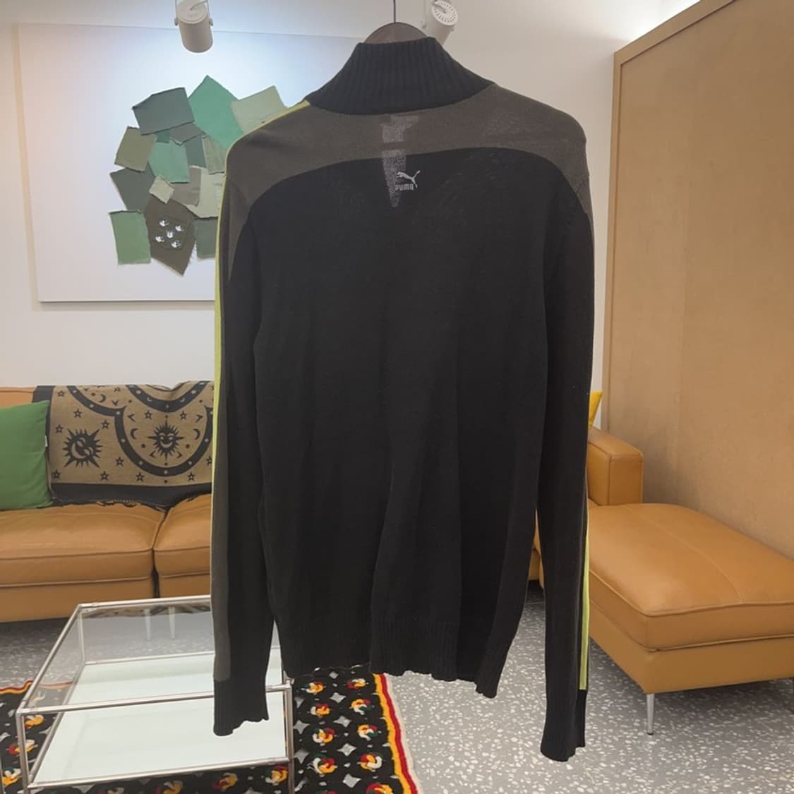 푸마 레트로 슬리브 배색 후드 집업 니트 가디건 L C07363 상품이미지4