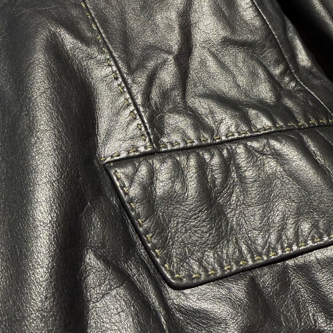 DKNY 소가죽 스티치 레더 자켓 XL 카코트 블레이저 상품이미지3