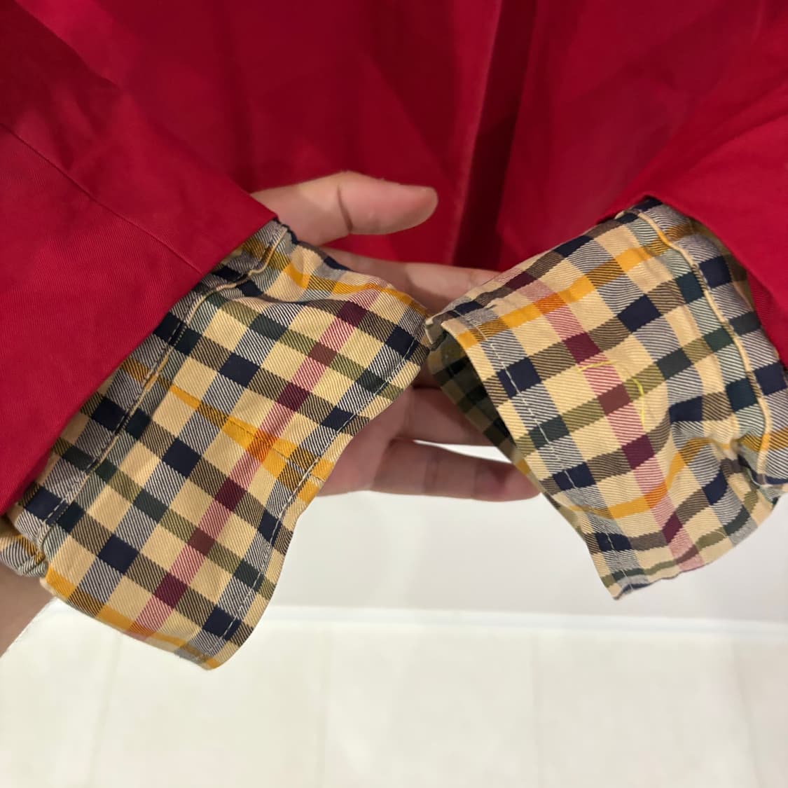 닥스 레드 체크 안감 코트 95 상품이미지5