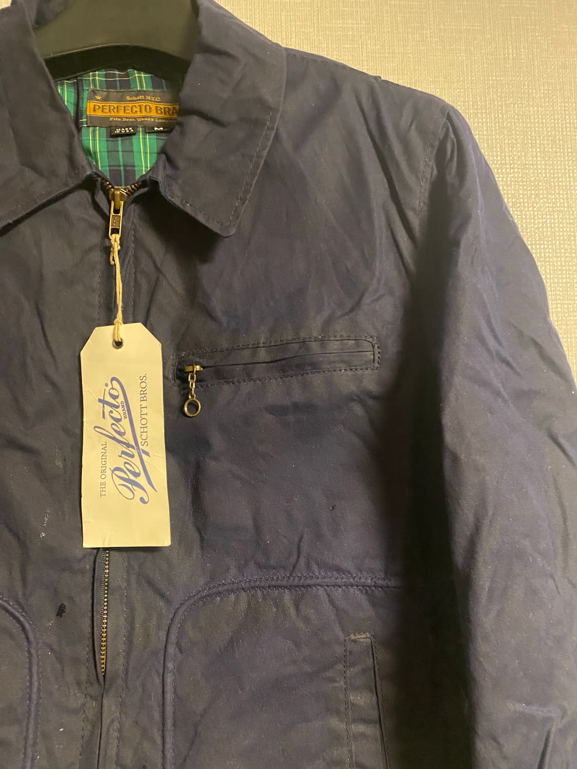 Schott Perfecto 네이비 왁스 자켓 상품이미지4