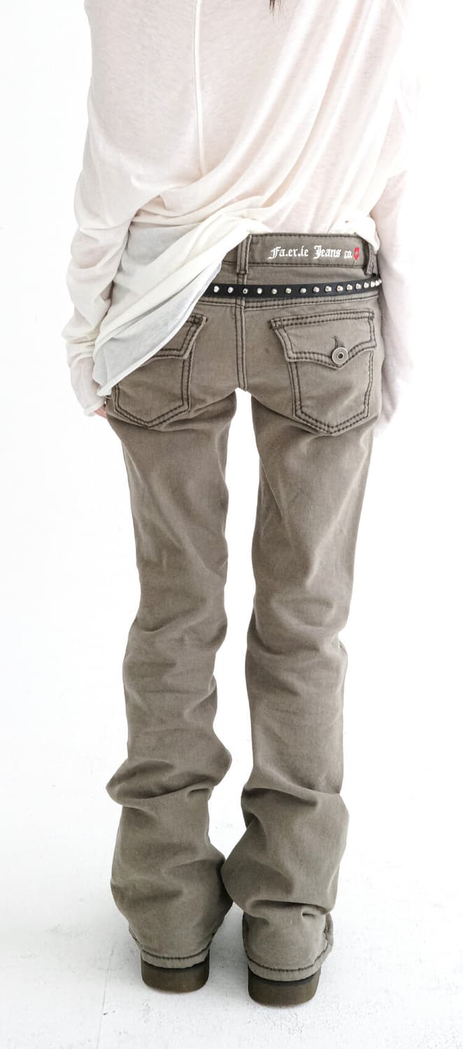 stitch low rise flare pants (khaki grey) 상품이미지2