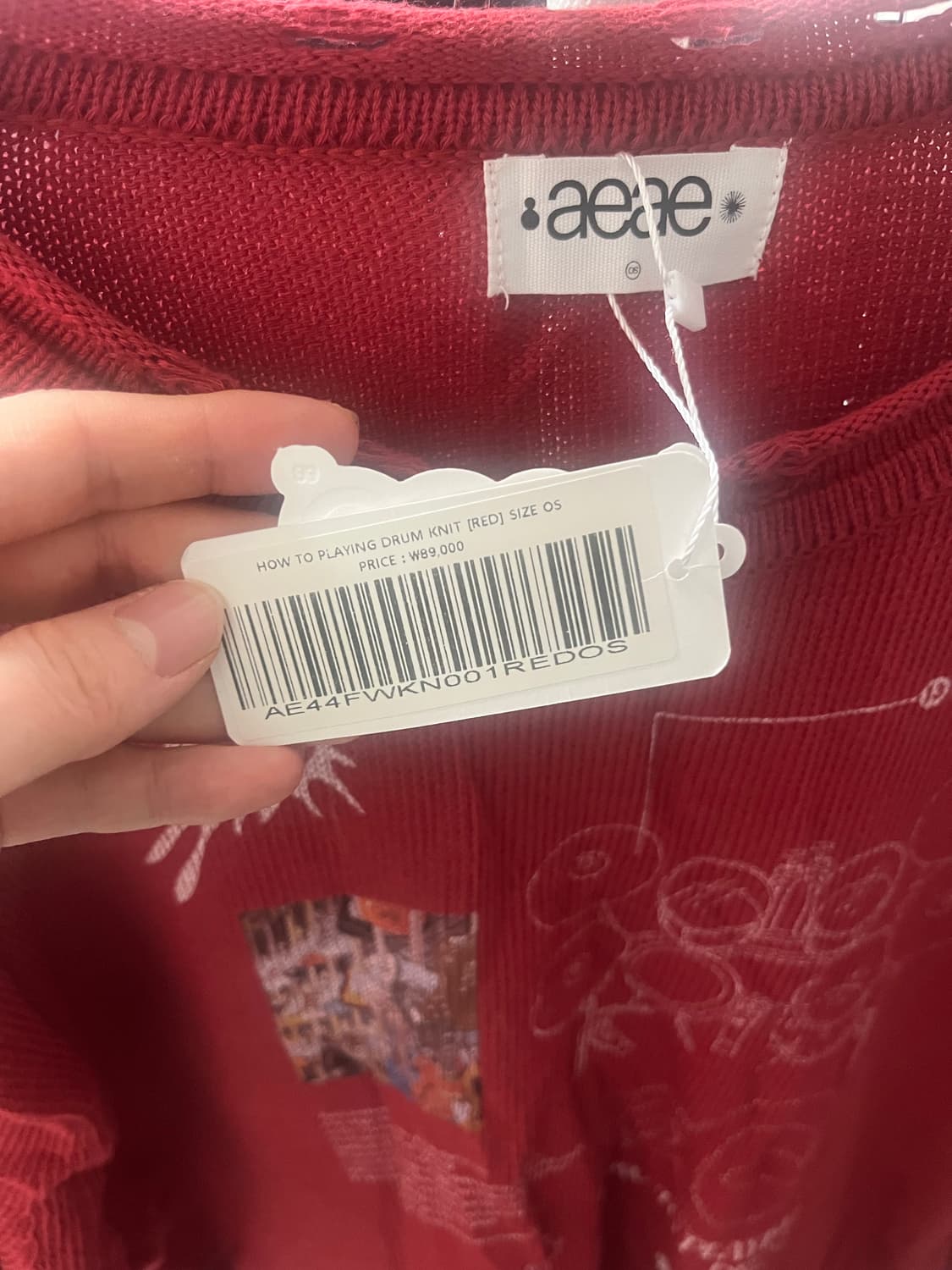 aeae how to playing drum knit  red 새상품 상품이미지4