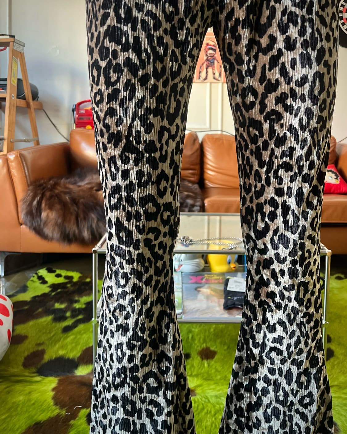 GYDA Leopard Pleats Velour Flare Pants 상품이미지3