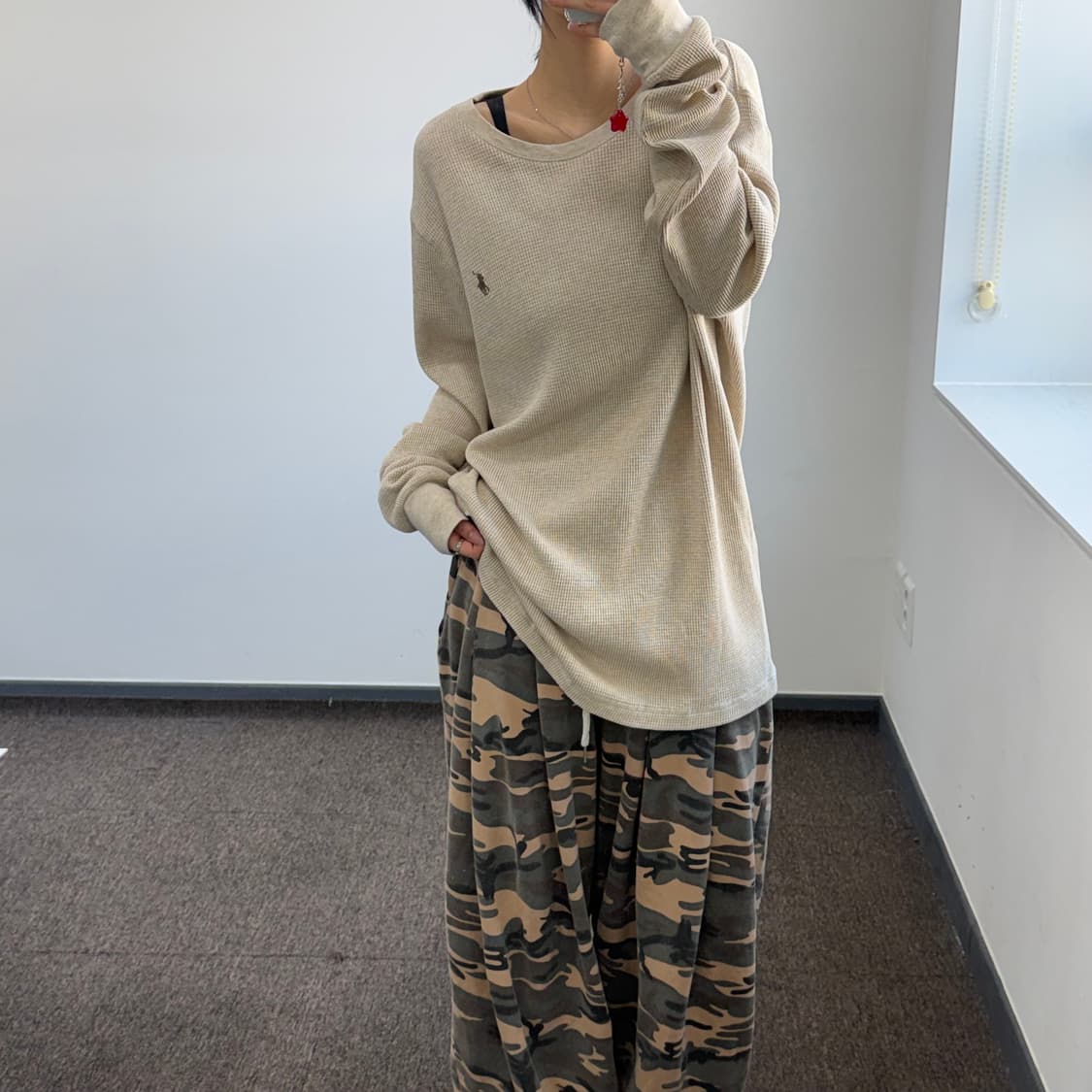 Polo 폴로 브라운 포니 베이지 와플니트 상품이미지1