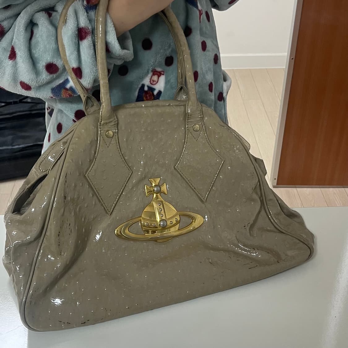 비비안웨스트우드 빈티지 빅 숄더백 아이보리 상품이미지10