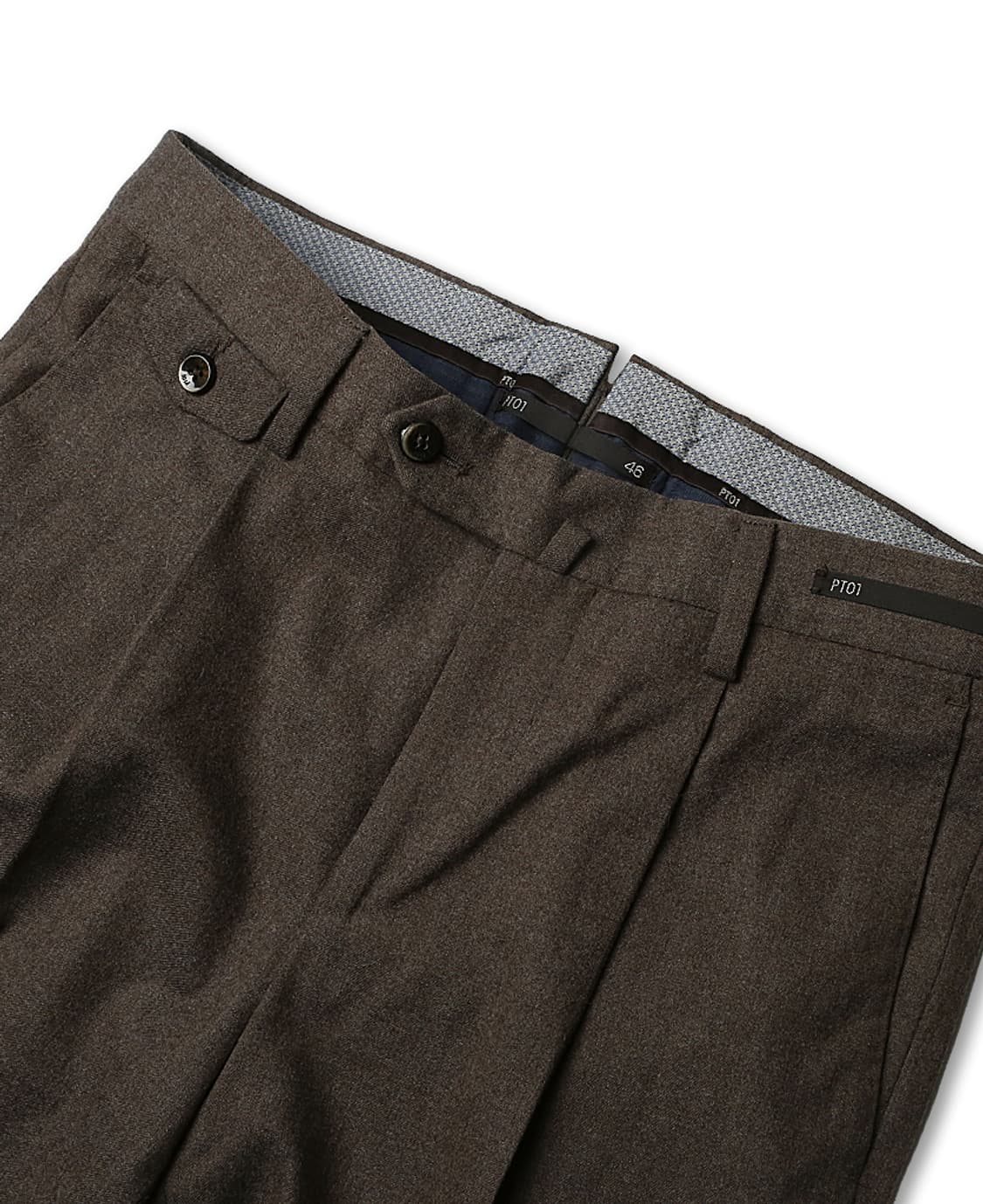 피티제로우노 [PT01] 브라운 울 젠틀맨 핏 이태리 슬림 팬츠 상품이미지3