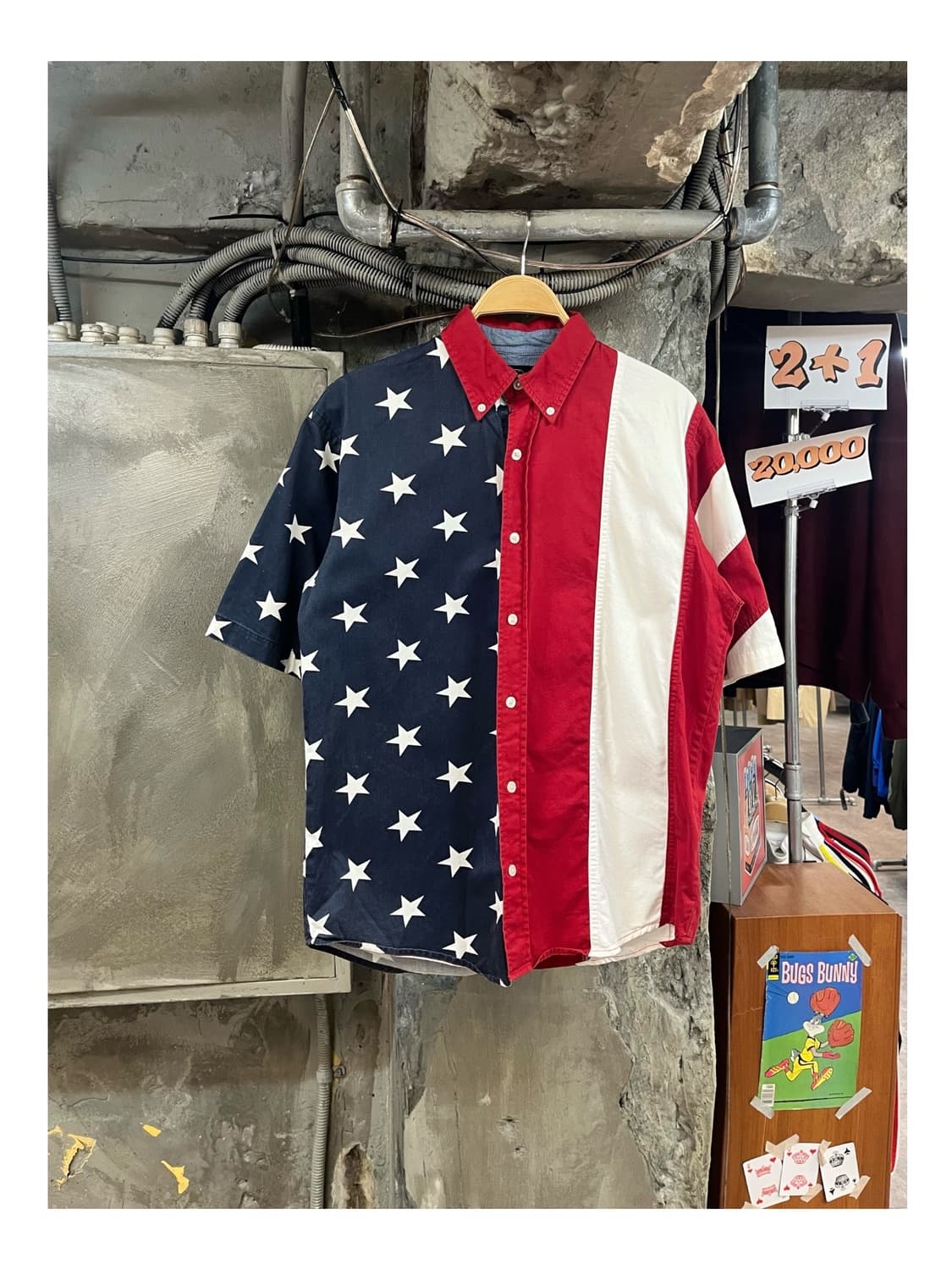 RED HEAD USA 미국 성조기 반팔 셔츠 레드 S #csz3560 상품이미지1