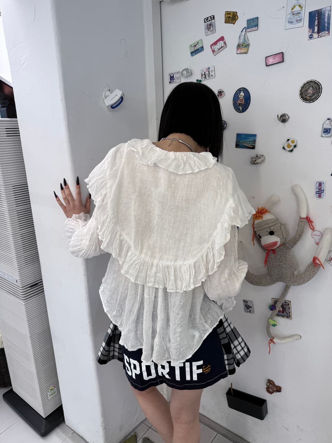 ruffle collar pleated shirt 상품이미지4