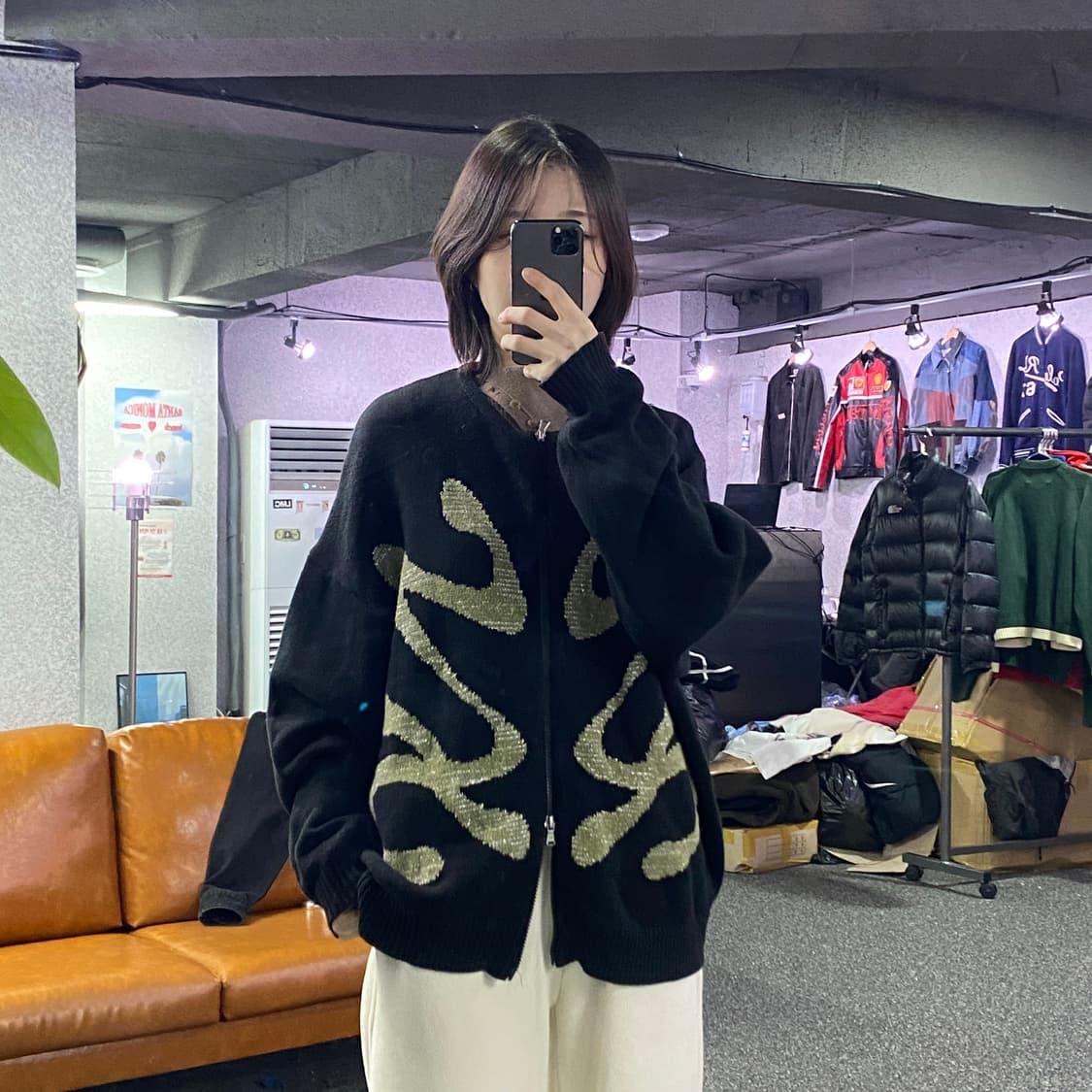 엑스톤즈 패턴 베스트 투웨이 니트 집업 B3357 상품이미지1