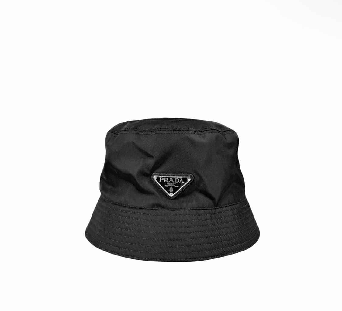 [XL] 프라다 남성 리나일론 삼각로고 버킷햇 벙거지 모자 블랙 상품이미지1