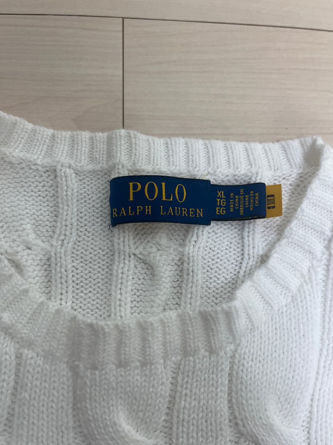 폴로 랄프 로렌 케이블 니트 코튼 스웨터 화이트 XL 상품이미지2