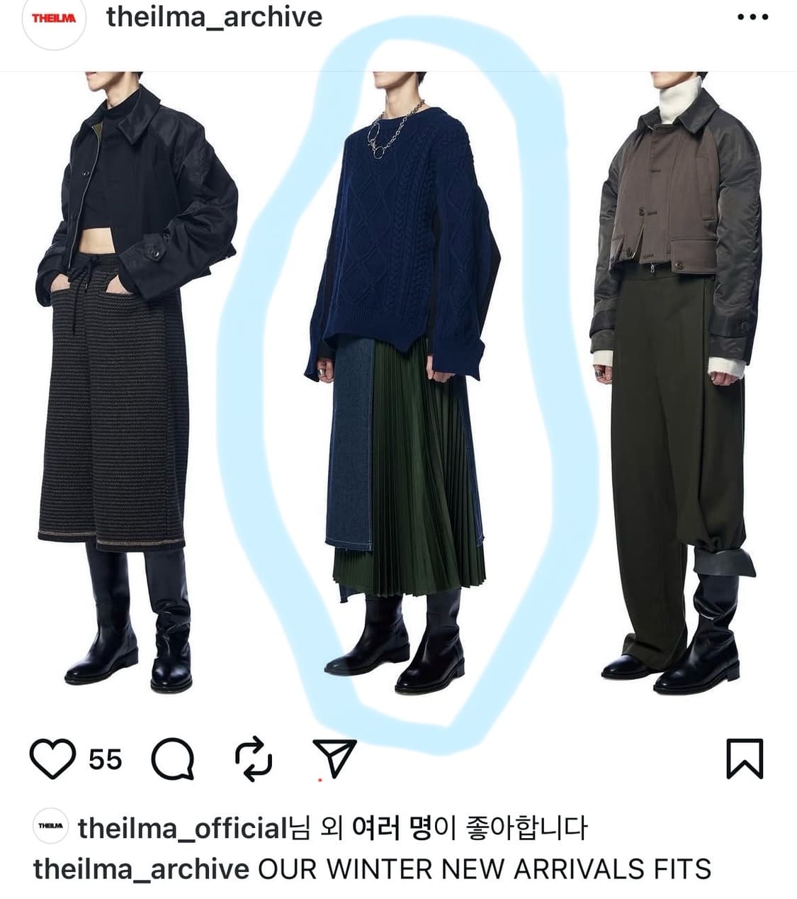 The ilma ) 플리츠 스커트 네이비 S 상품이미지3