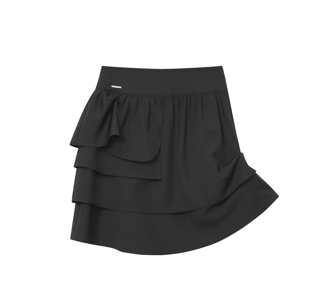 미세키서울 언발란스 레이어 미디 스커트 블랙 레이어드 상품이미지2