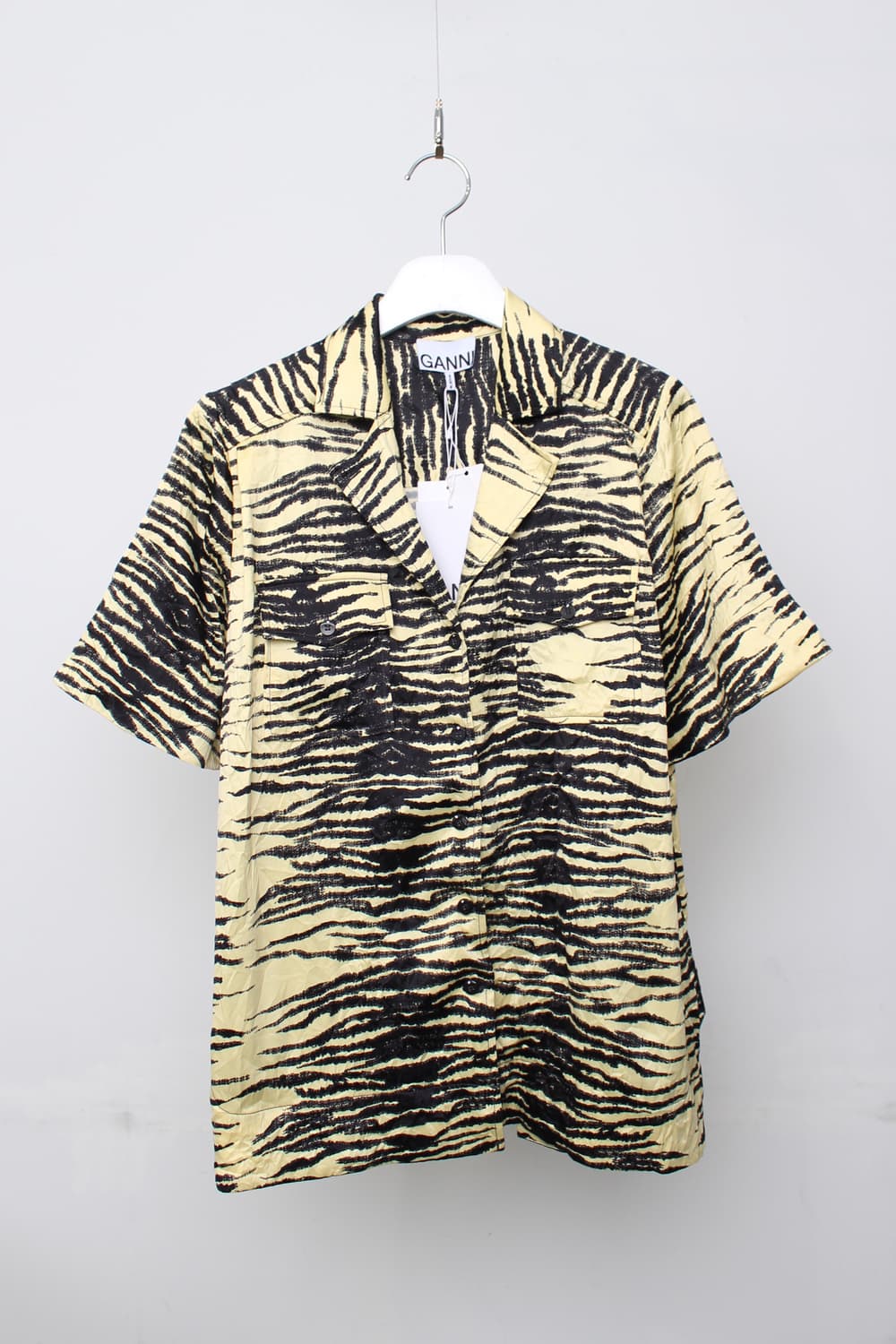 Ganni Yellow Zebra Print Shirt 상품이미지1