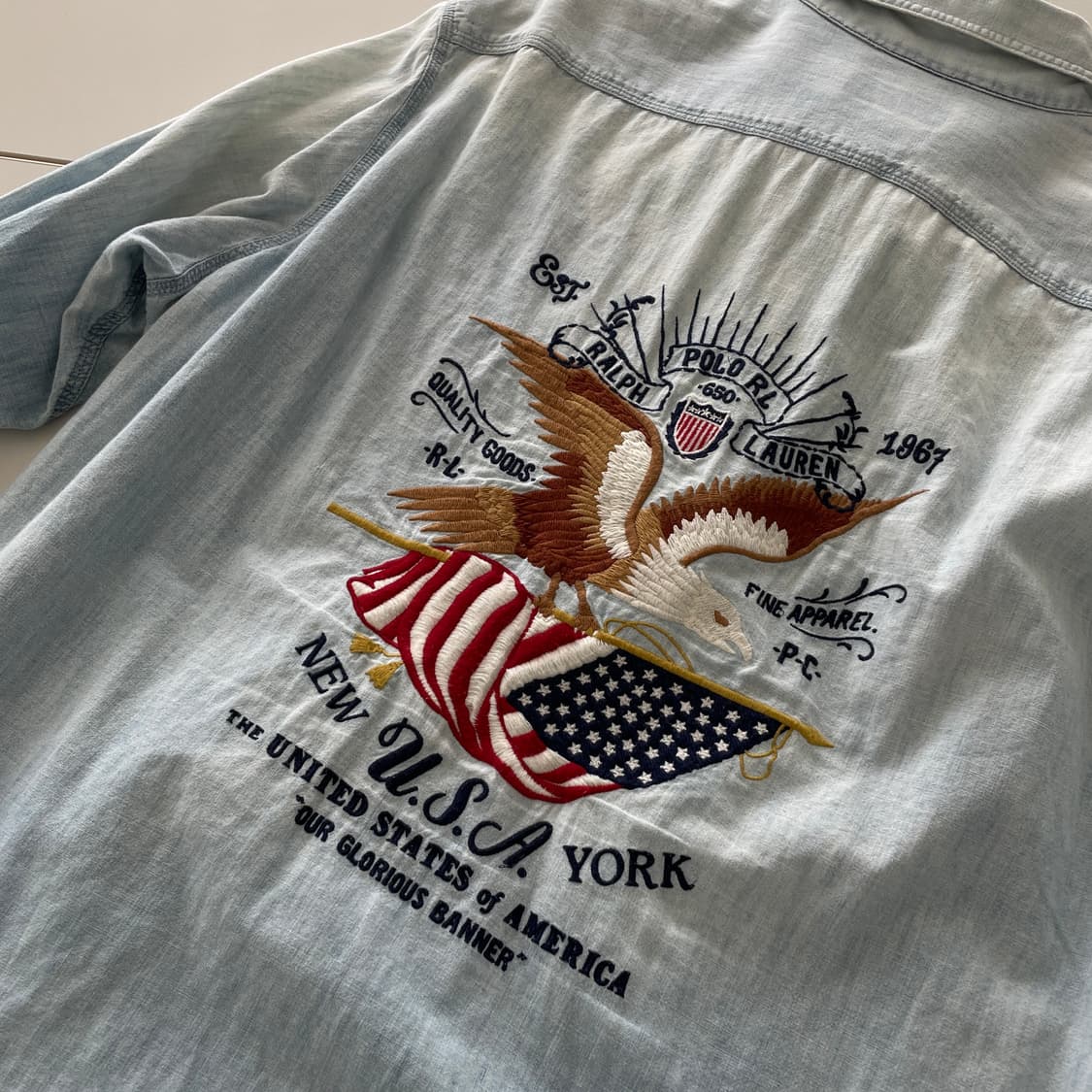폴로 랄프로렌 아메리칸 자수 라이트 데님 셔츠 상품이미지3