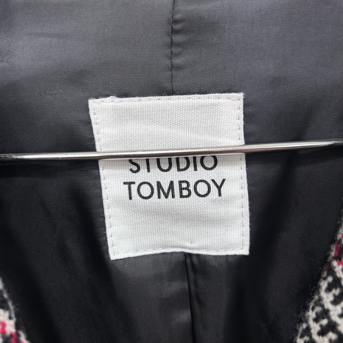 스튜디오톰보이 울 격자체크 버튼 롱코트 상품이미지3