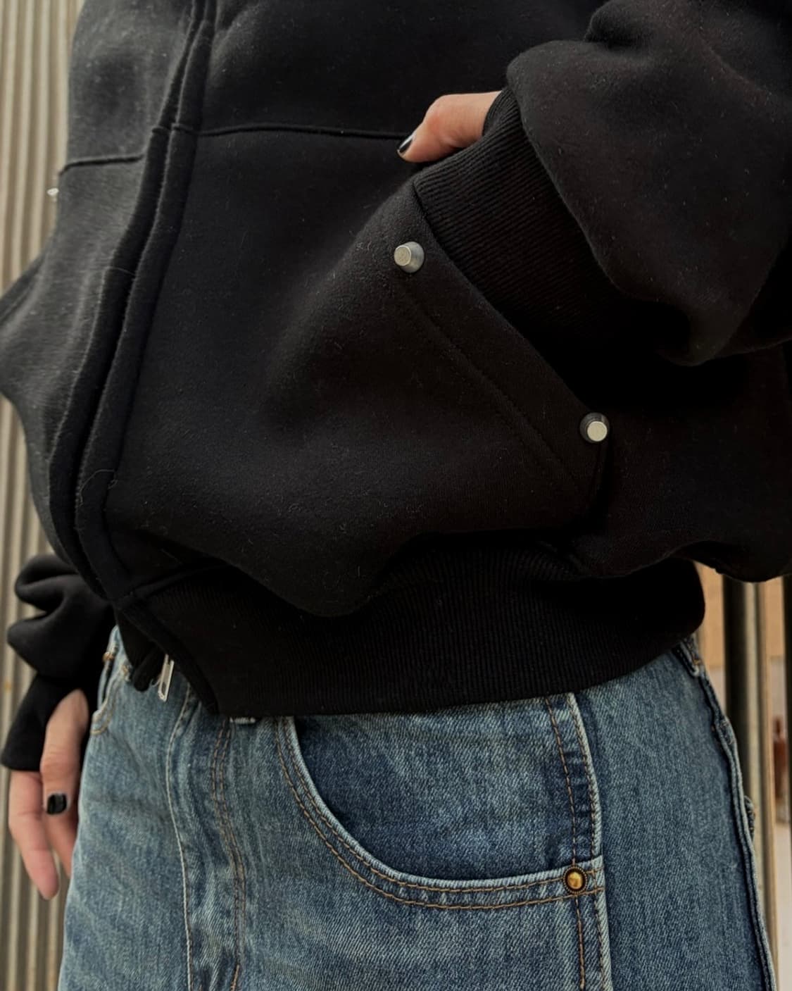 [unisex] 섀도우 스터드 라쿤퍼 후드집업 상품이미지6