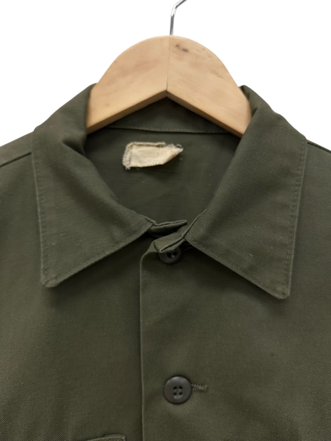 70s 미군 OG 507 밀리터리 퍼티그셔츠 카키 (M~L) 상품이미지3