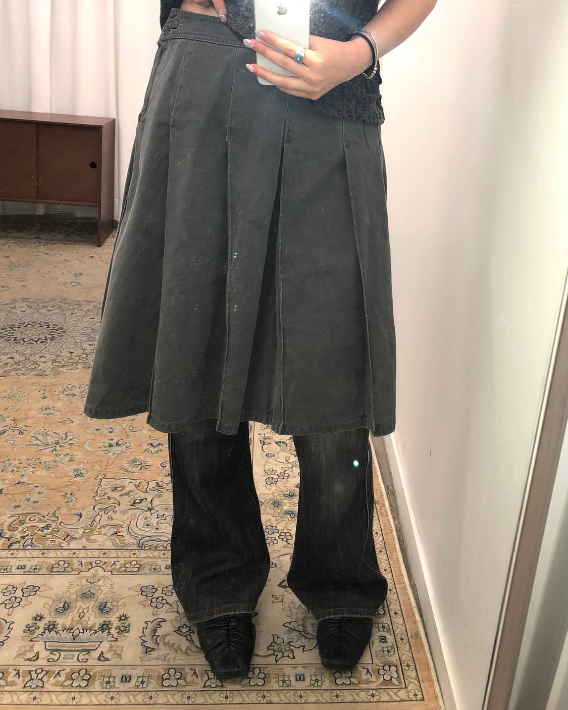 그레이 플리츠 스커트 상품이미지1