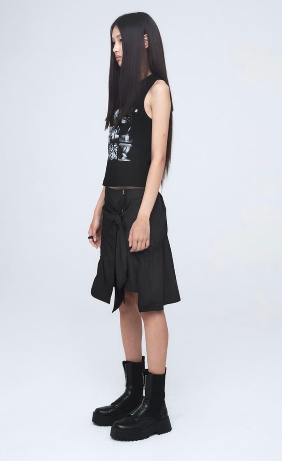 나체 puckering tie skirt 블랙 상품이미지2