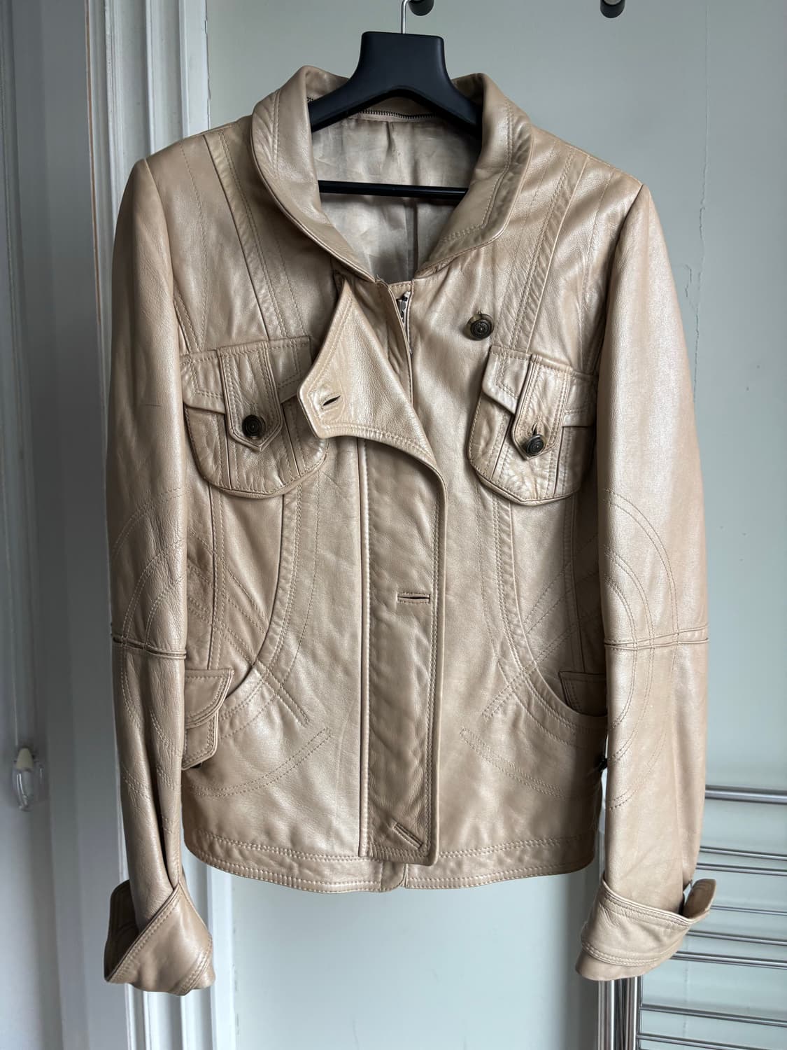 Yayoituu 빈티지 밀크베이지 양가죽 레더자켓 상품이미지2