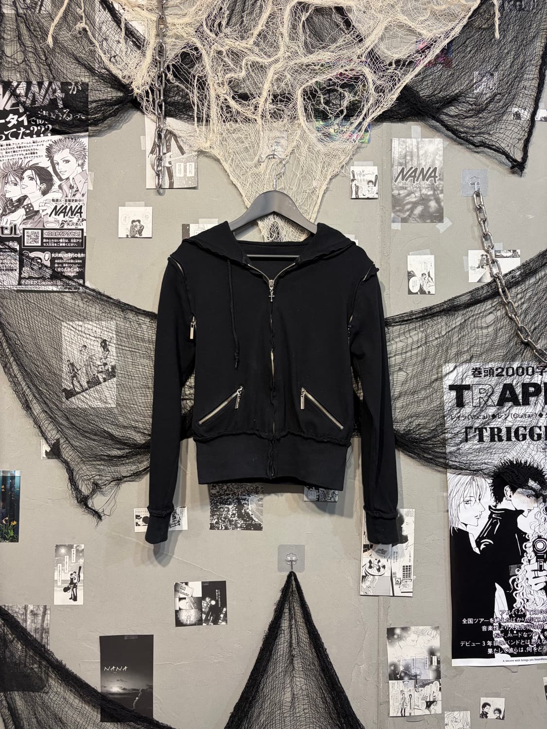 Gothic cropseam zip detail hoodie zip up 상품이미지4