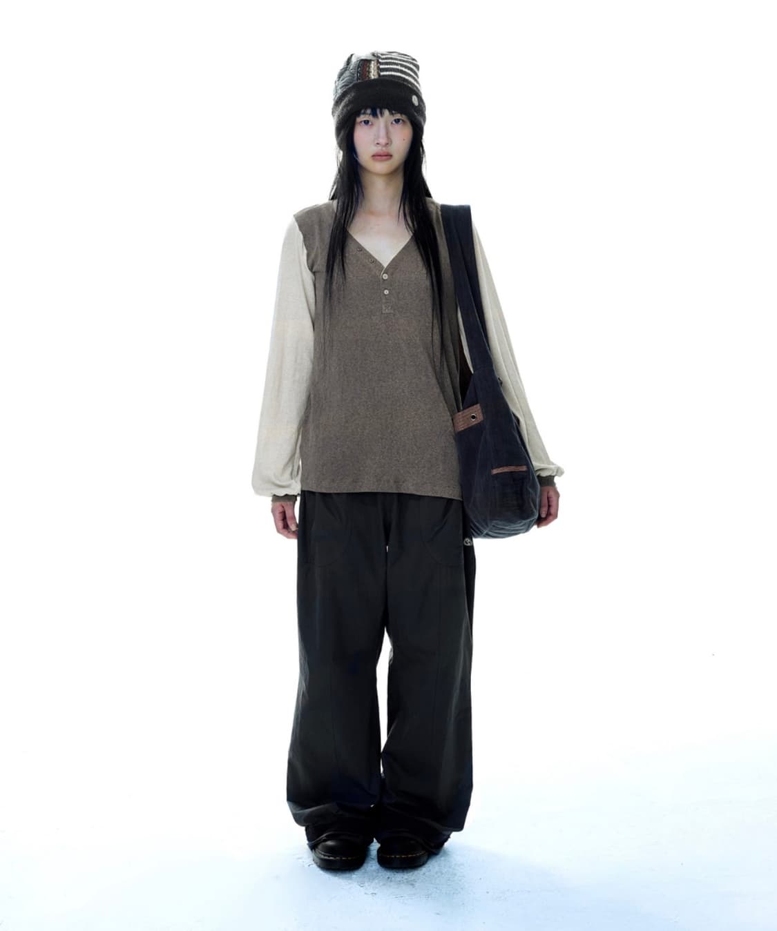 코이세이오 스너그 버튼 롱슬리브 브라운 상품이미지3