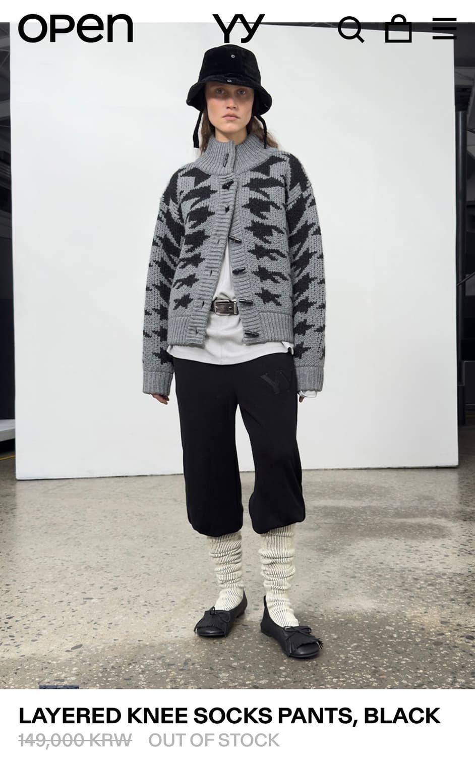 오픈와이와이 LAYERED KNEE SOCKS PANTS, BLACK 상품이미지2