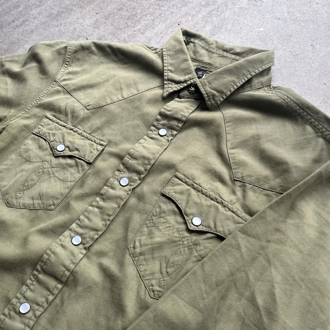 RRL 더블알엘 버팔로 트윌 웨스턴 셔츠 올리브 드랩 상품이미지3