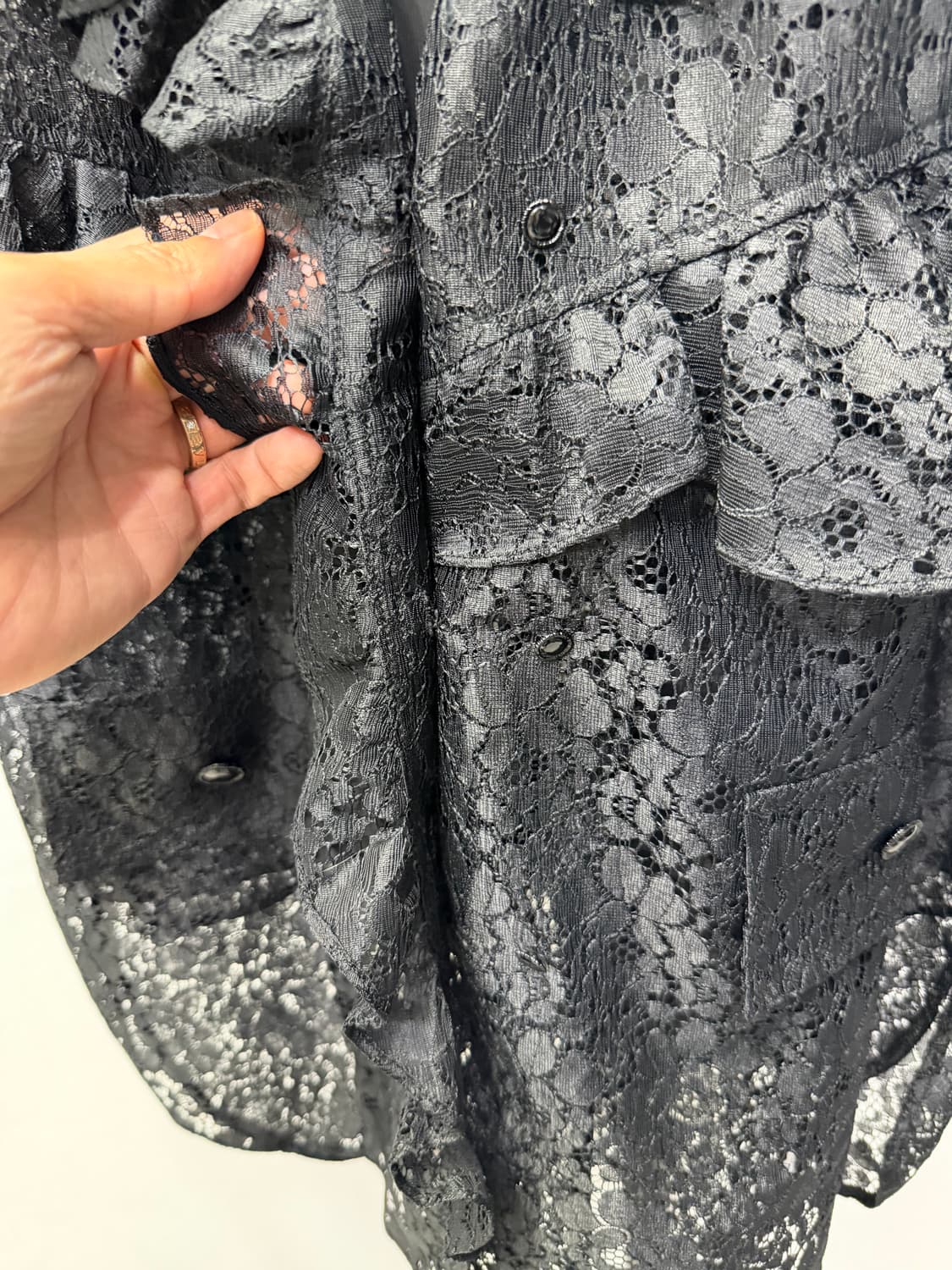 정품) SYSTEM 시스템 한섬 21ss 블랙 레이스 블라우스 82 상품이미지3