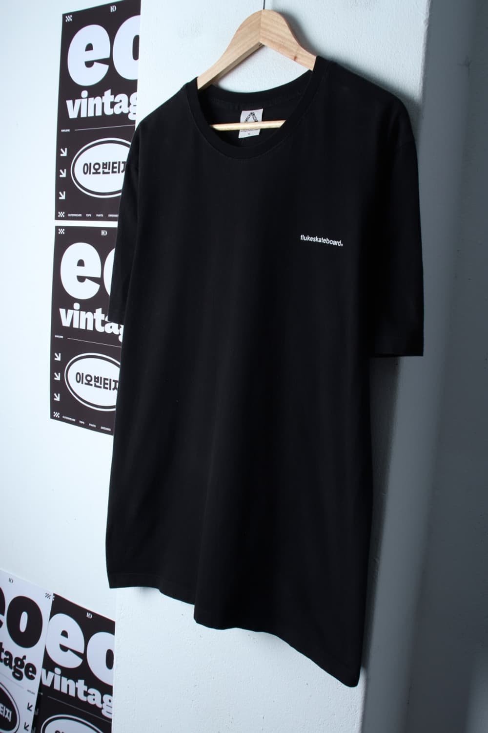 (XL-2XL) 플루크 반팔 티셔츠 레터링 스케이트보드 블랙-H32251 상품이미지1