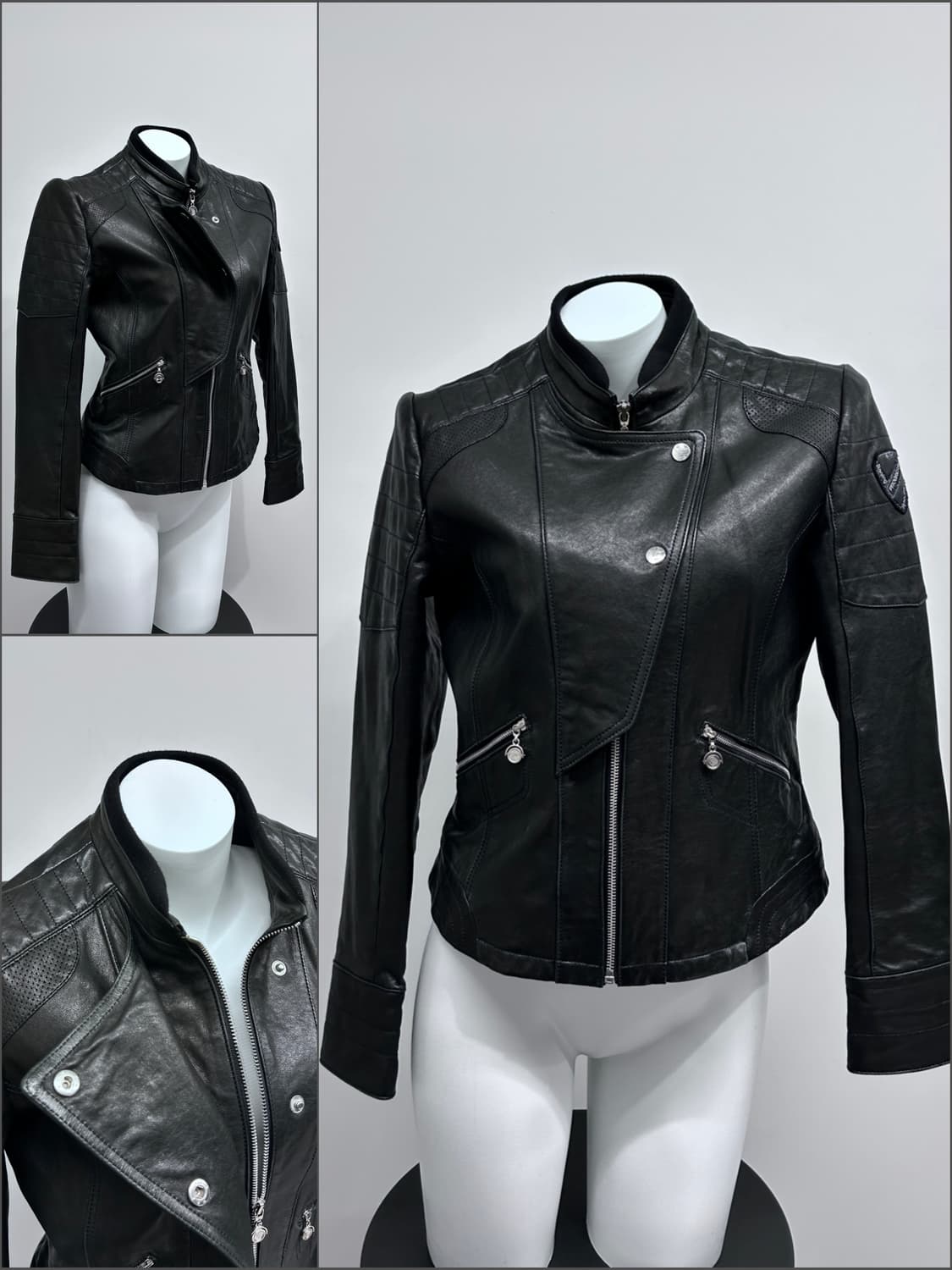 비대칭 판넬 램스킨 바이커 자켓 상품이미지1