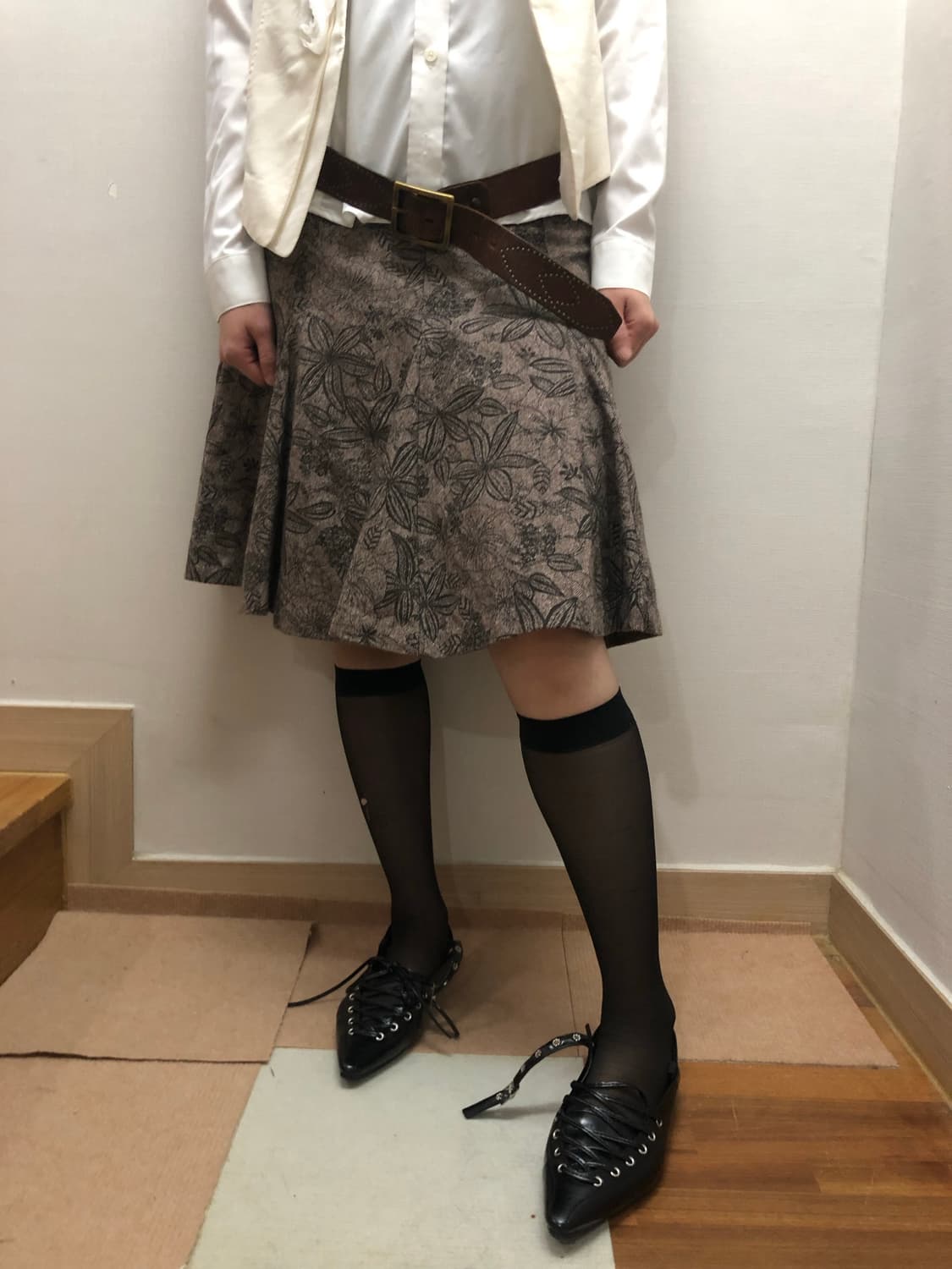 빈티지 브라운 오리엔탈 미디 스커트 상품이미지1