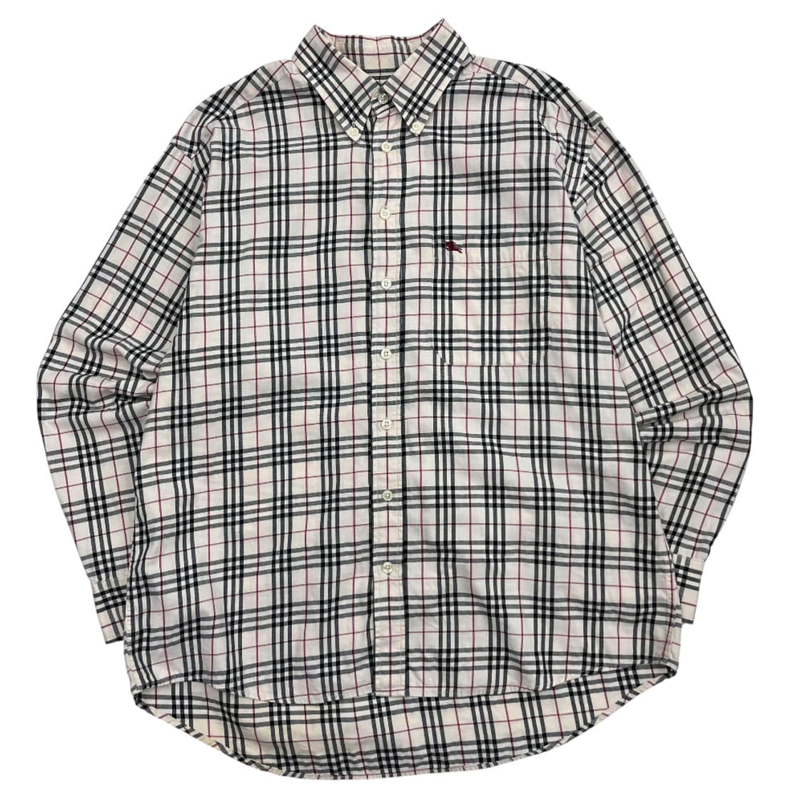 버버리 노바체크 버건디로고 셔츠 상품이미지2