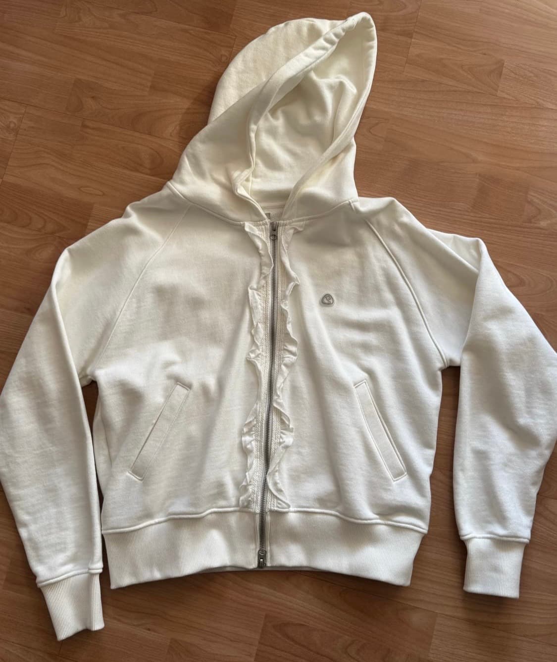 코이세이오 러플 레이스 후드집업 화이트 상품이미지2