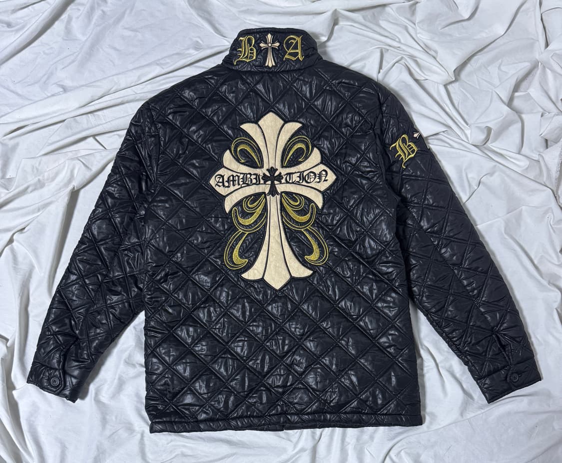 Be ambition 레터링 크로스 퀼팅 자켓 y2k vkei lgb 상품이미지1