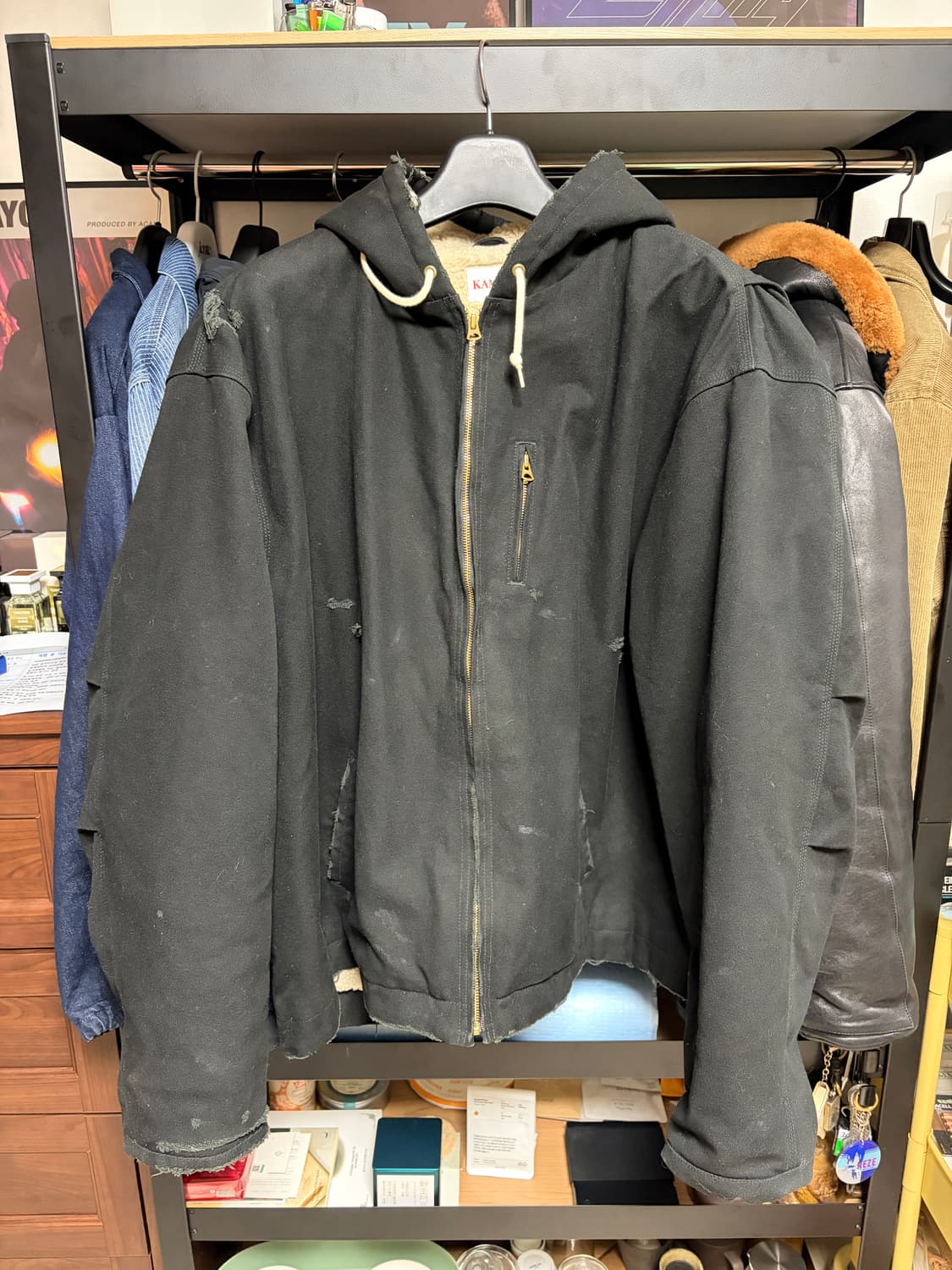 [L]Kamiya 카미야 보로 덕 블루종 블랙 상품이미지4