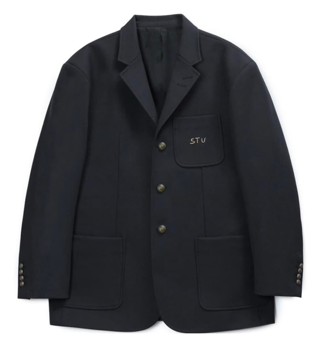 (STU) 3버튼 울 캐시미어 핸드 스티치 블레이저 네이비 상품이미지5