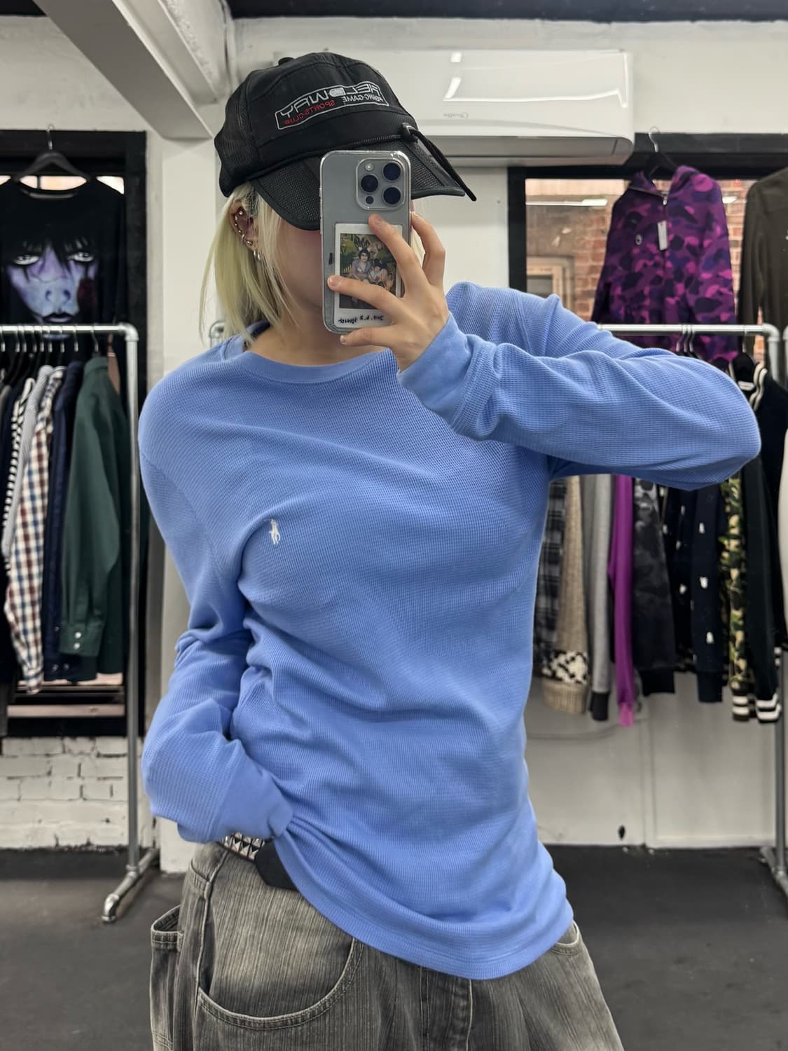 폴로 랄프로렌 와플 롱슬리브 스카이블루 상품이미지3