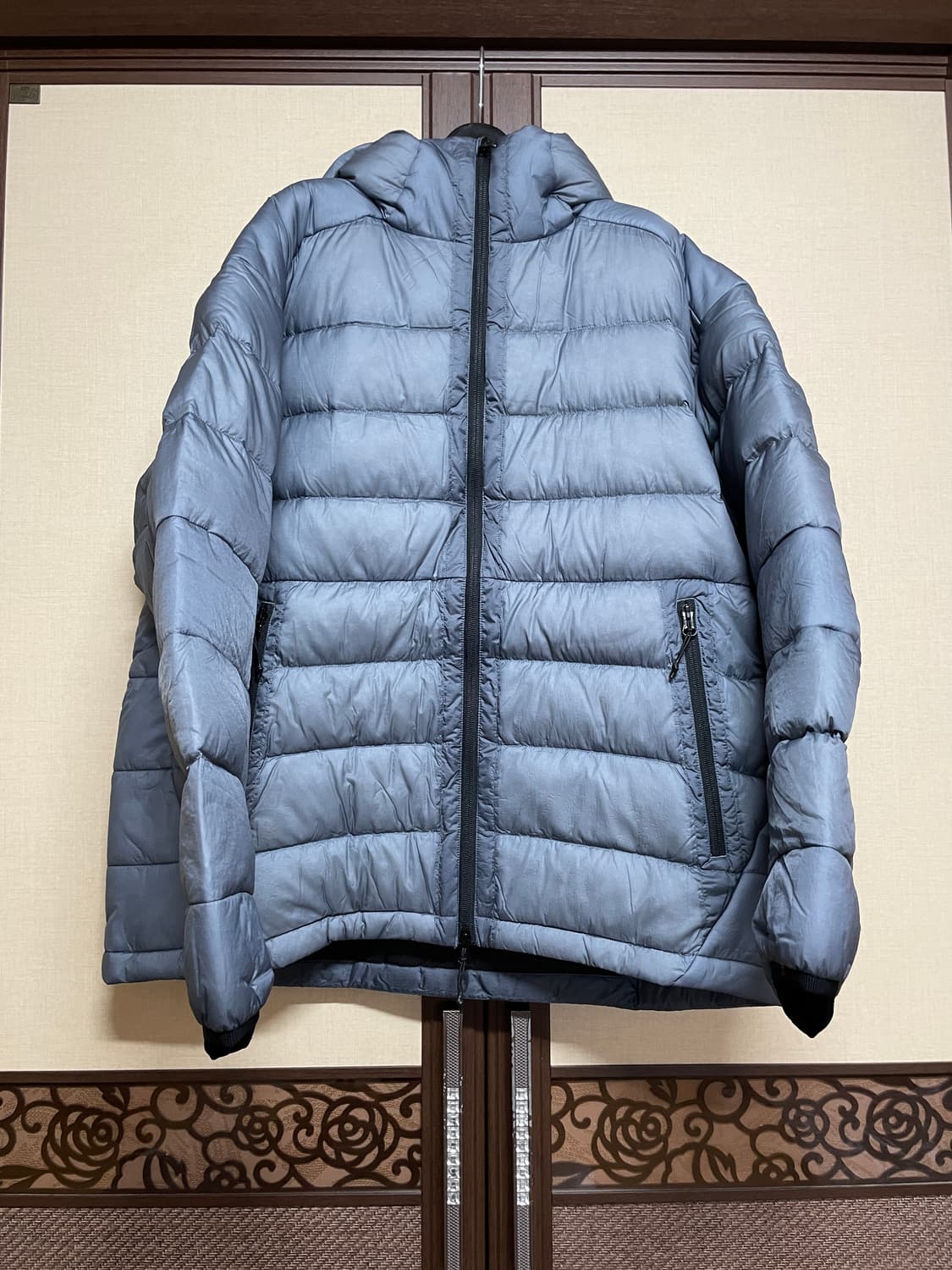 [1] 모이프 헬리움 후디드 다운 자켓 시어 더스티 블루 상품이미지1