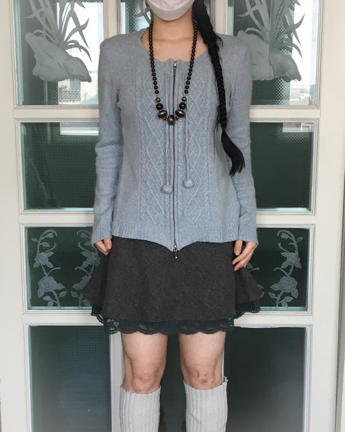 Lace point woolen mini skirt 상품이미지3