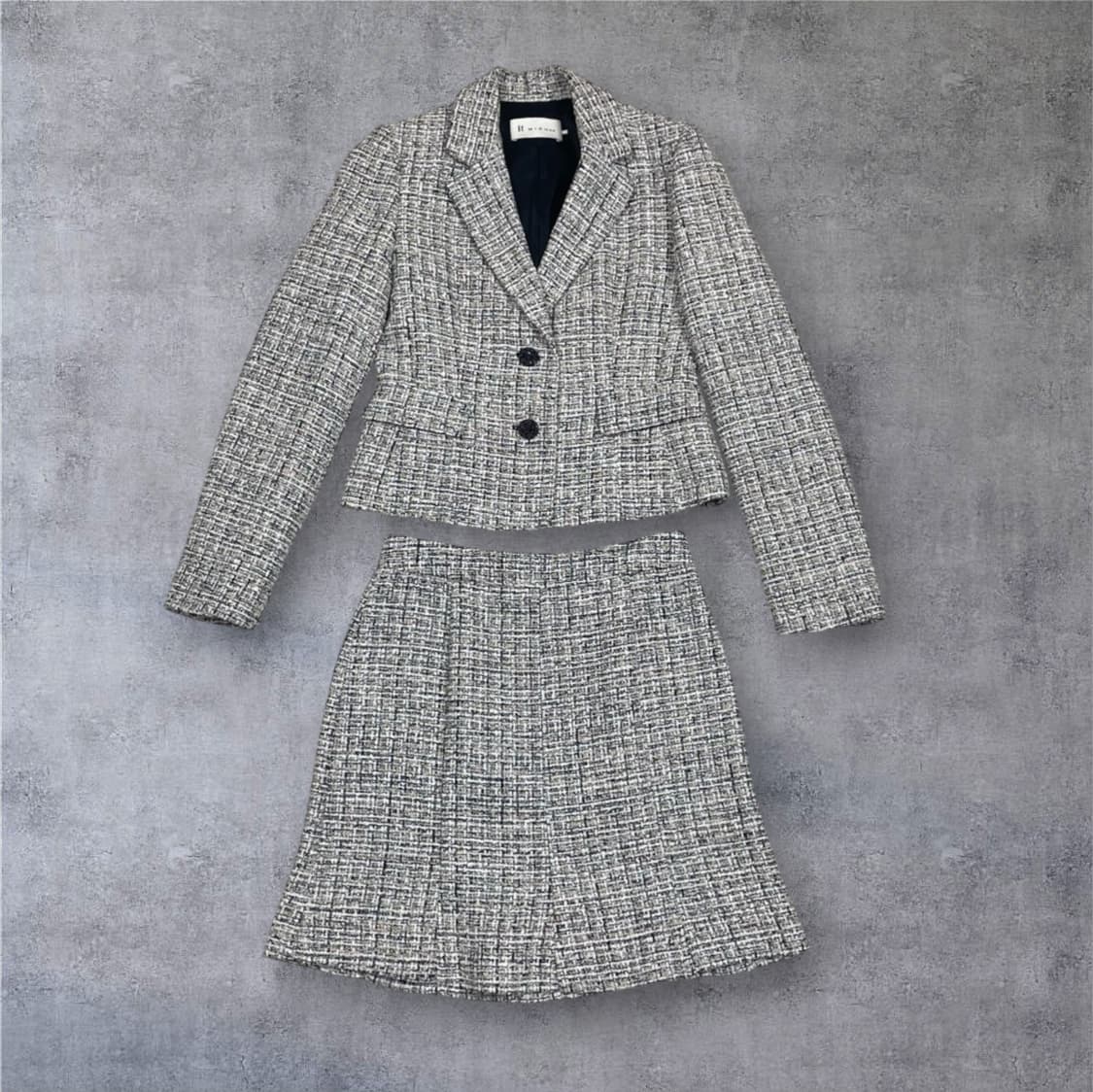 잇미샤 it MICHAA 네이비 트위드 셋업 투피스 자켓 미니스커트 상품이미지1