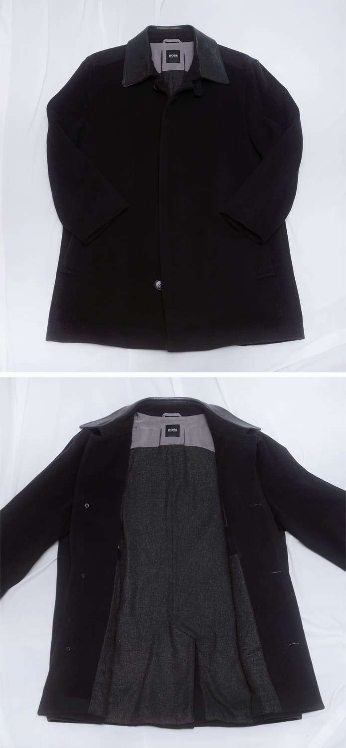 휴고 보스 가죽 넥카라 버진울 캐시미어 싱글 맥코트 (100-105) 상품이미지2