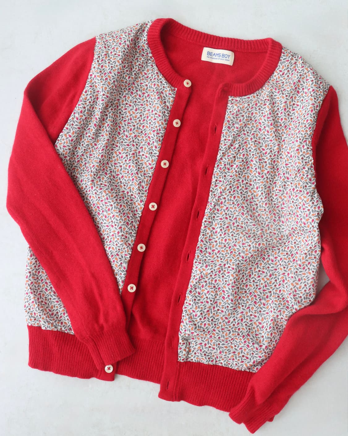 [Beams Boy] Liberty Floral Red Cardigan 상품이미지4