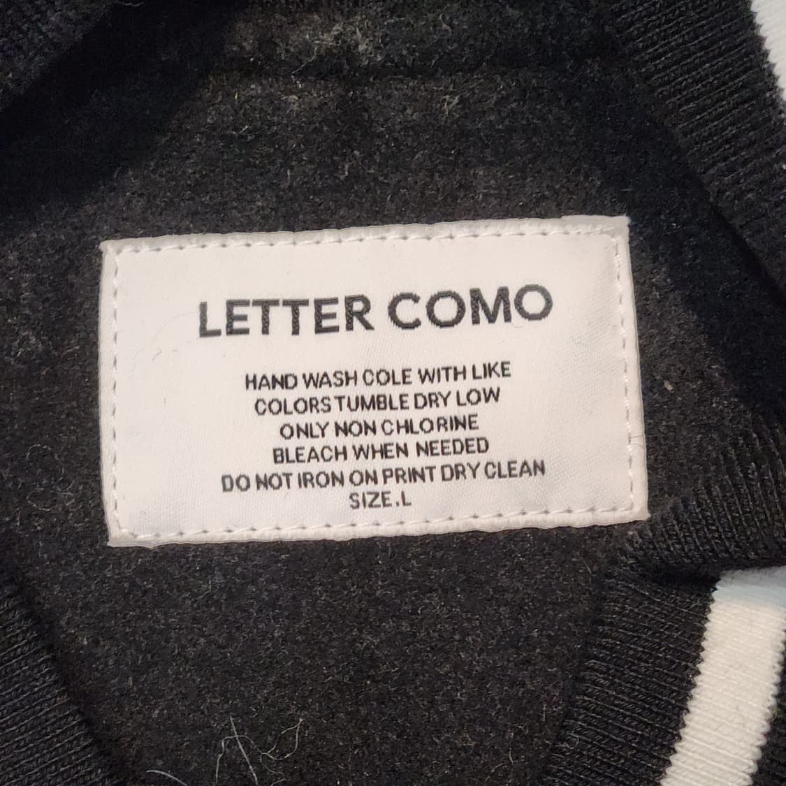 LETTER COMO 블랙 바시티 자켓 (L) 상품이미지2