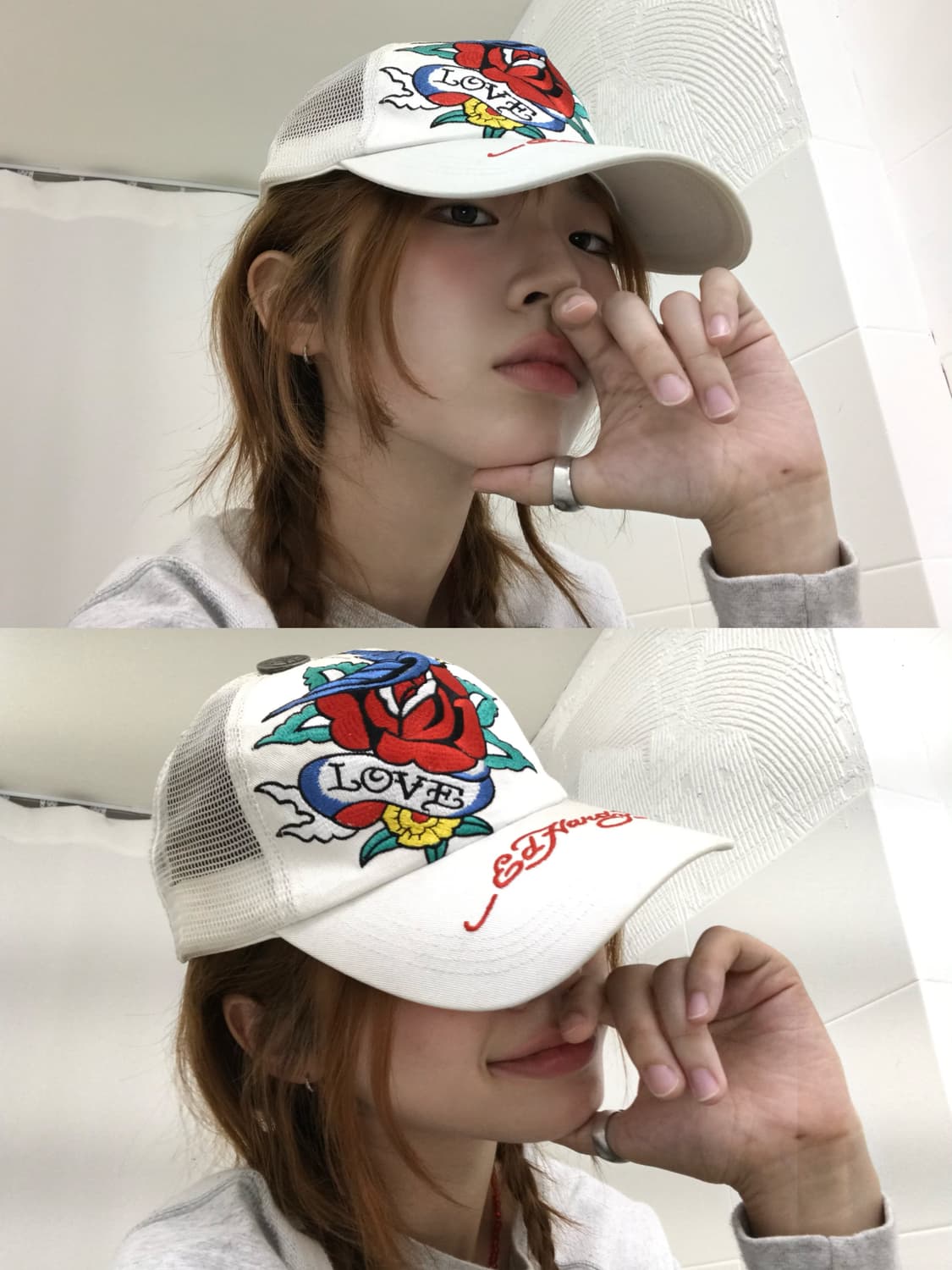 에드하디 화이트 올드스쿨 메쉬 트러커 캡 모자 상품이미지1